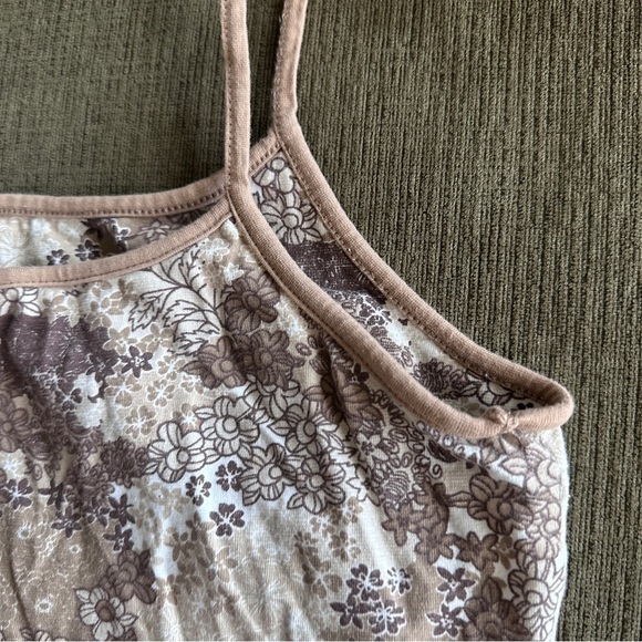 Vintage Y2K Jennifer Moore Tan Beige Floral Cropped Tank Top Women’s Size Large - Picture 10 of 15